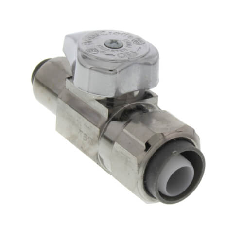 1/2" Nom Push Connect x 3/8" OD Push Connect, 1/4 Turn Straight Stop (Chrome Plated)