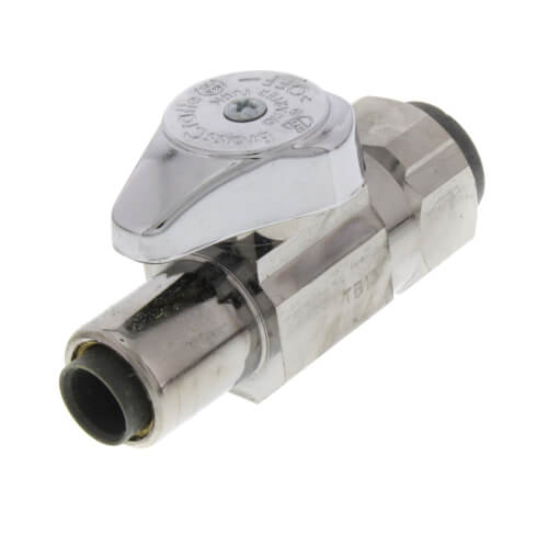 1/2" Nom Push Connect x 3/8" OD Push Connect, 1/4 Turn Straight Stop (Chrome Plated)