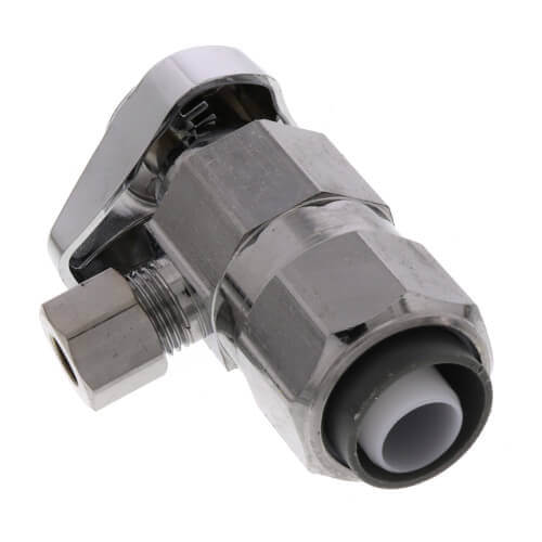 1/2" Nom Push Connect x 3/8" OD Push Connect, 1/4 Turn Angle Stop (Chrome Plated)
