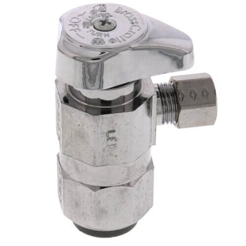 1/2" Nom Push Connect x 3/8" OD Push Connect, 1/4 Turn Angle Stop (Chrome Plated)