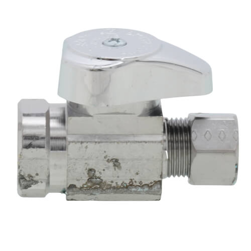 Main product image of 3/8" FIP x 3/8" OD Comp 1/4 Turn Straight Stop, Lead Free (Chrome)