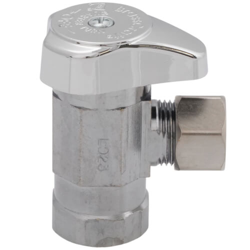 Main product image of 3/8" FIP x 3/8" OD Comp 1/4 Turn Angle Stop, Lead Free (Chrome)