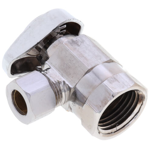 Main product image of 1/2" FIP x 3/8" OD Comp 1/4 Turn Angle Stop, Lead Free (Chrome)