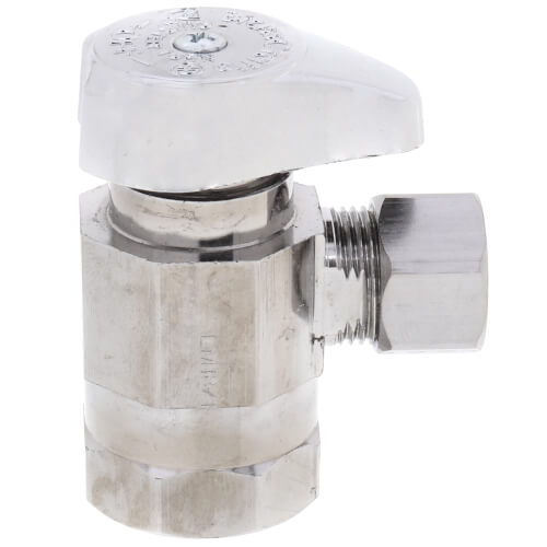 Main product image of 1/2" FIP x 3/8" OD Comp 1/4 Turn Angle Stop, Lead Free (Chrome)