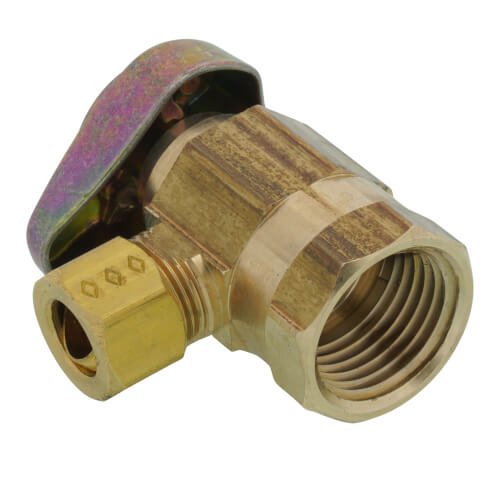 Main product image of 1/2" FIP x 3/8" OD Comp 1/4 Turn Angle Stop, Lead Free (Rough Brass)