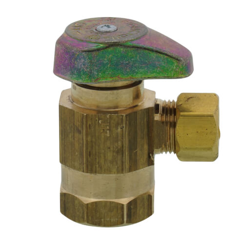 Main product image of 1/2" FIP x 3/8" OD Comp 1/4 Turn Angle Stop, Lead Free (Rough Brass)
