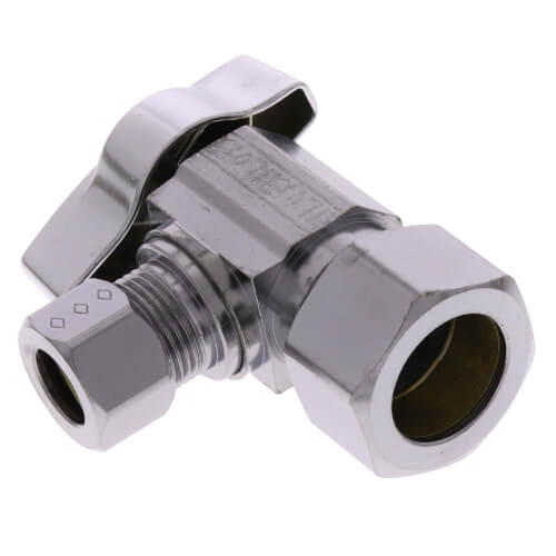 Main product image of 1/2" FIP x 1/2" OD Comp 1/4 Turn Angle Stop, Lead Free (Chrome)