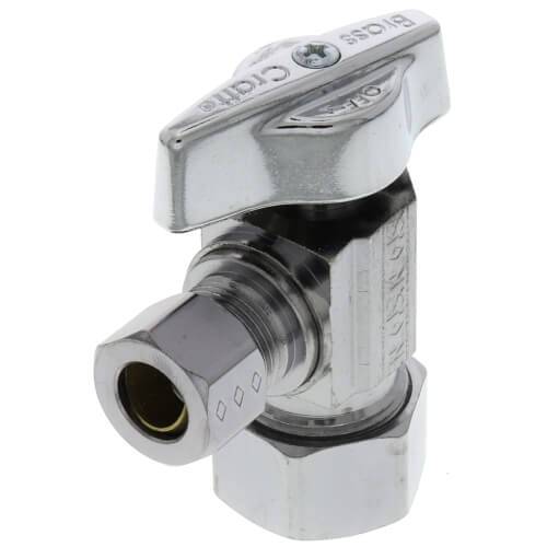 Main product image of 1/2" FIP x 1/2" OD Comp 1/4 Turn Angle Stop, Lead Free (Chrome)