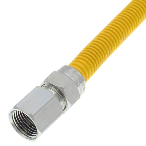 36 Inch Yellow Gas Connector - Stainless Steel Flexible Hose For Tankless Water Heaters