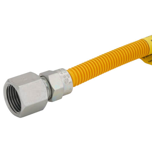 Main product image of 1/4" ID (3/8" OD) Yellow Coated SS Gas Connector w/ 1/2" FIP x 1/2" MIP Fittings (12" Length)