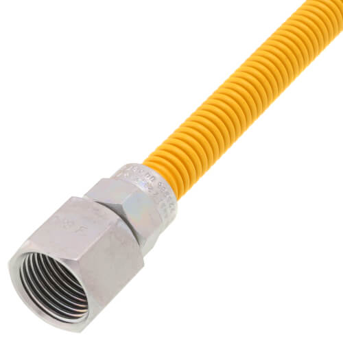 1/4" ID (3/8" OD) Yellow Coated Stainless Steel Gas Connector w/ 1/2" FIP x 1/2" FIP Fittings (24" Length)