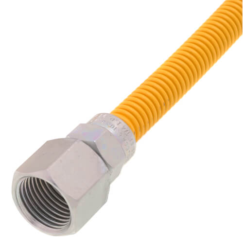 1/4" ID (3/8" OD) Yellow Coated Stainless Steel Gas Connector w/ 1/2" FIP x 1/2" FIP Fittings (24" Length)
