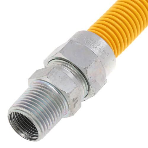 Main product image of 1/2" ID (5/8" OD) Yellow Coated Stainless Steel Gas Connector w/ 1/2" MIP Fittings (18" Length)