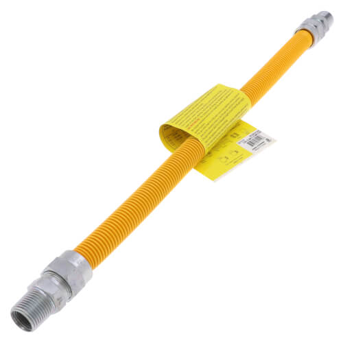 Main product image of 1/2" ID (5/8" OD) Yellow Coated Stainless Steel Gas Connector w/ 1/2" MIP Fittings (18" Length)
