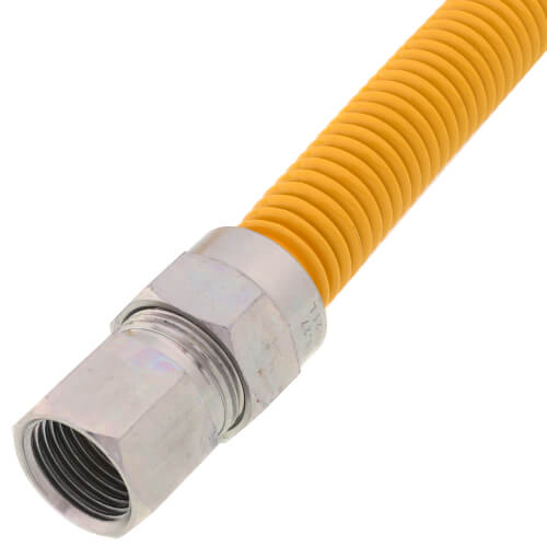 Main product image of 1/2" ID (5/8" OD) Yellow Coated Stainless Steel Gas Connector w/ 1/2" FIP x MIP Fittings (30" Length)