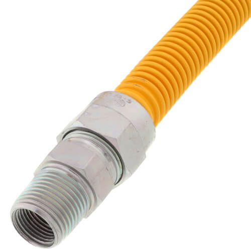 Main product image of 1/2" ID (5/8" OD) Yellow Coated Stainless Steel Gas Connector w/ 1/2" FIP x MIP Fittings (30" Length)