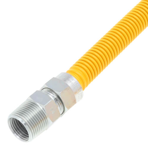 Main product image of 1/2" ID (5/8" OD) Yellow Coated Stainless Steel Gas Connector w/ 3/4" MIP Fittings (36" Length)