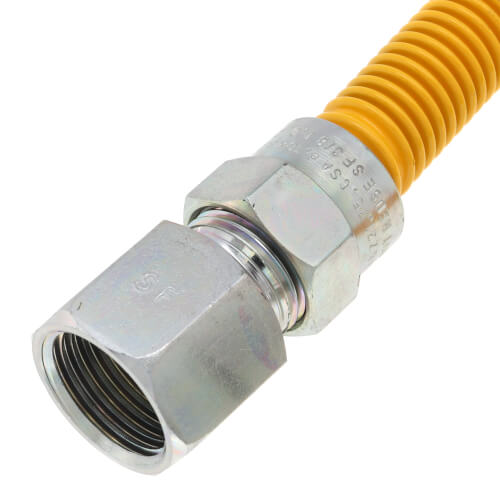 3/8" ID (1/2" OD) Yellow Coated Stainless Steel Gas Connector w/ 1/2" FIP x 1/2" MIP Fittings (30" Length)
