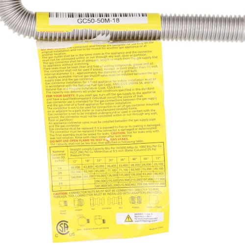 1/2" ID (5/8" OD) Stainless Steel Gas Connector 1/2" MIP X 1/2" MIP (18" Length)