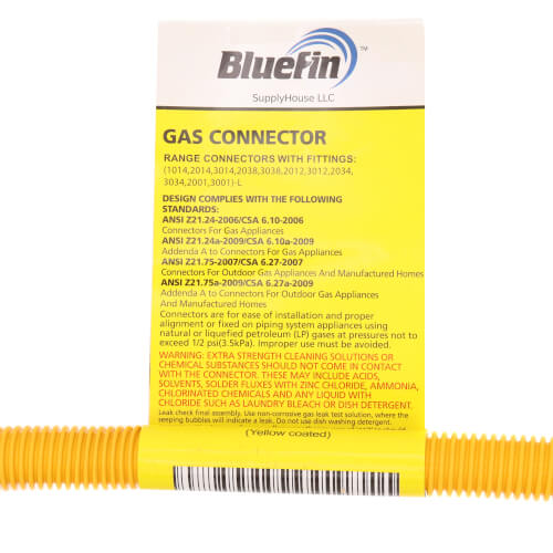 Main product image of 1/2" ID (5/8" OD) Coated Stainless Steel Gas Connector w/ 1/2" MIP (18" Length)