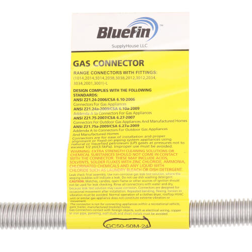 Main product image of 1/2" ID (5/8" OD) Stainless Steel Gas Connector 1/2" MIP x 1/2" MIP (24" Length)