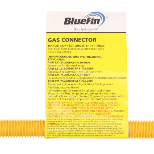 Main product image of 1/2" ID (5/8" OD) Coated Stainless Steel Gas Connector w/ 1/2" MIP (36" Length)