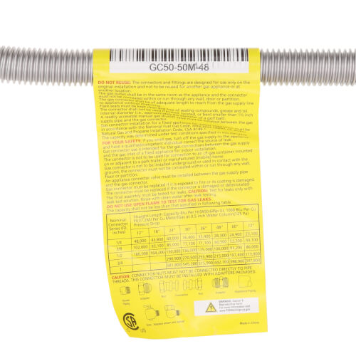 Main product image of 1/2" ID (5/8" OD) Stainless Steel Gas Connector 1/2" MIP x 1/2" MIP (48" Length)