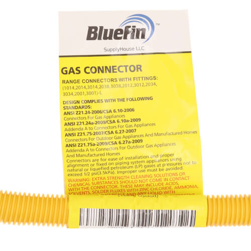 Main product image of 1/2" ID (5/8" OD) Coated Stainless Steel Gas Connector w/ 3/4" x 1/2" MIP Fittings (72" Length)
