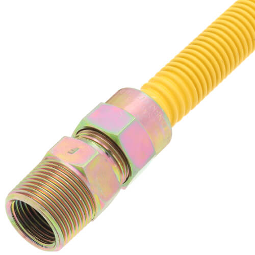 1/2" ID (5/8" OD) Coated Stainless Steel Gas Connector w/ 3/4" MIP Fittings (18" Length)