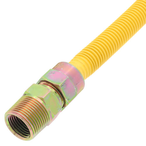 1/2" ID (5/8" OD) Coated Stainless Steel Gas Connector w/ 3/4" MIP Fittings (18" Length)