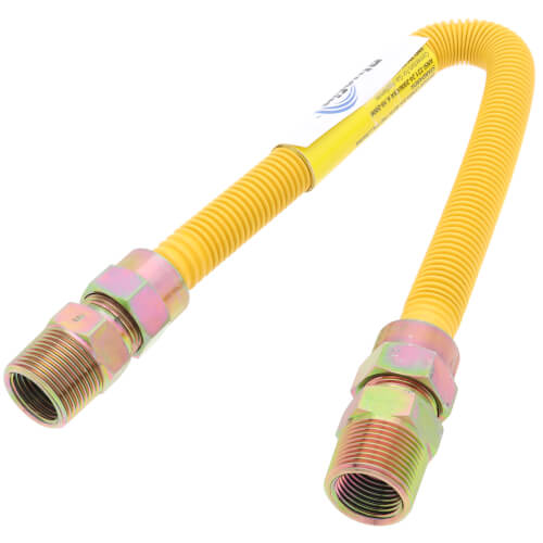 1/2" ID (5/8" OD) Coated Stainless Steel Gas Connector w/ 3/4" MIP Fittings (18" Length)