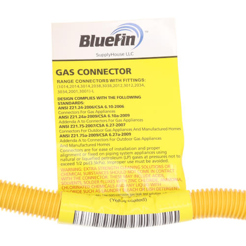 Main product image of 1/2" ID (5/8" OD) Coated Stainless Steel Gas Connector w/ 3/4" MIP Fittings (60" Length)