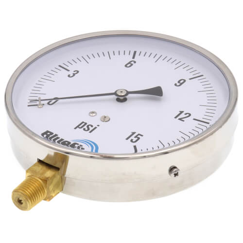 Main product image of 4.5" Contractor Pressure Gauge, Bottom Mount (0-15 PSI)