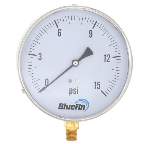 Main product image of 4.5" Contractor Pressure Gauge, Bottom Mount (0-15 PSI)