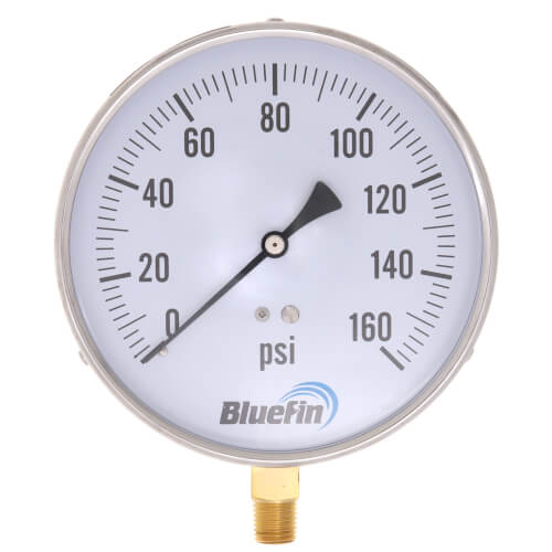 Main product image of 4.5" Contractor Pressure Gauge, Bottom Mount (0-160 PSI)