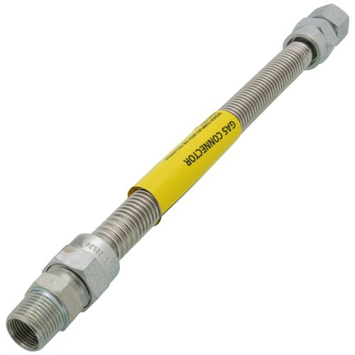 Main product image of 1/2" ID (5/8" OD) Stainless Steel Gas Connector 1/2" MIP X 1/2" FIP (12" Length)
