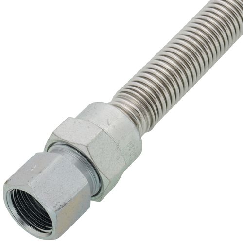 Main product image of 1/2" ID (5/8" OD) Stainless Steel Gas Connector 1/2" MIP x 1/2" FIP (18" Length)