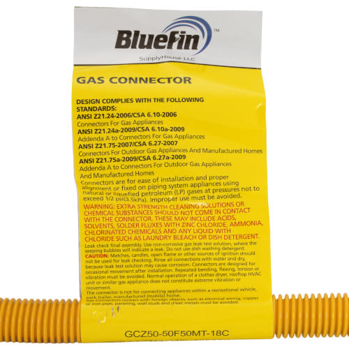 Main product image of 1/2" ID (5/8" OD) Coated Stainless Steel Gas Connector 1/2" MIP x 1/2" FIP (18" Length)