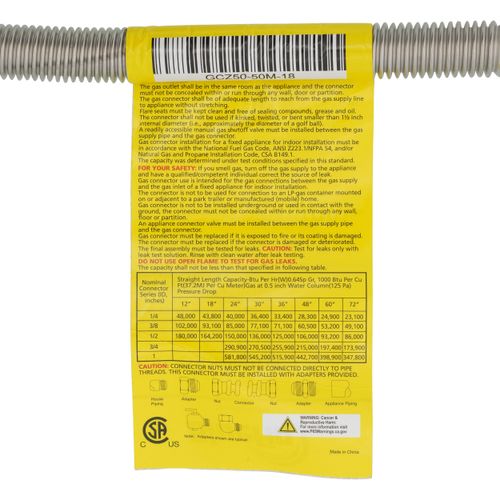 Main product image of 1/2" ID (5/8" OD) Stainless Steel Gas Connector 1/2" MIP X 1/2" MIP (18" Length)