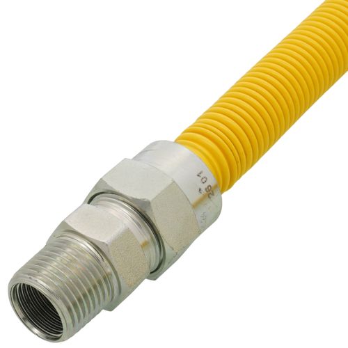 Main product image of 1/2" ID (5/8" OD) Coated Stainless Steel Gas Connector w/ 1/2" MIP (36" Length)