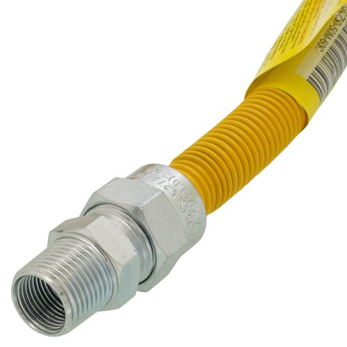 Main product image of 1/2" ID (5/8" OD) Coated Stainless Steel Gas Connector w/ 1/2" MIP (60" Length)