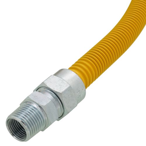 Main product image of 1/2" ID (5/8" OD) Coated Stainless Steel Gas Connector w/ 1/2" MIP (60" Length)