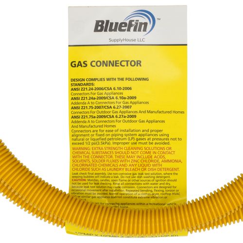 Main product image of 1/2" ID (5/8" OD) Coated Stainless Steel Gas Connector w/ 1/2" MIP (60" Length)