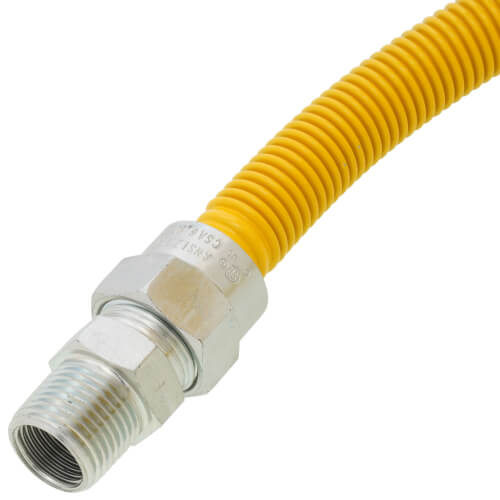 1/2" ID (5/8" OD) Coated Stainless Steel Gas Connector w/ 3/4" x 1/2" MIP Fittings (72" Length)