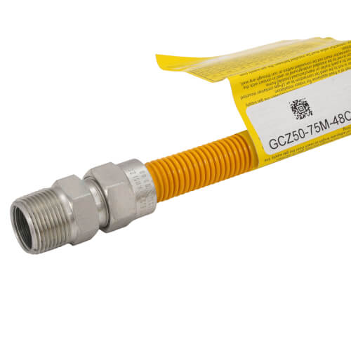 Main product image of 1/2" ID (5/8" OD) Coated Stainless Steel Gas Connector w/ 3/4" MIP Fittings (48" Length)