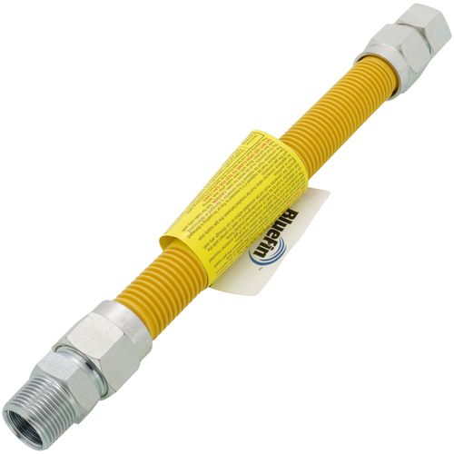 Main product image of 3/4" ID (7/8" OD) Coated Stainless Steel Gas Connector w/ 3/4" FIP x MIP, 1/2" FIP Tap (12" Length)