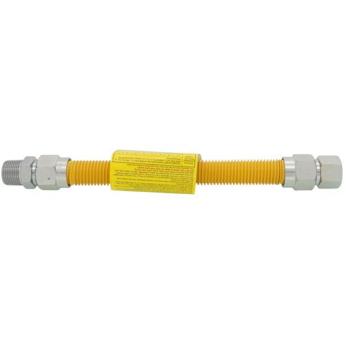 Main product image of 3/4" ID (7/8" OD) Coated Stainless Steel Gas Connector w/ 3/4" FIP x MIP, 1/2" FIP Tap (12" Length)