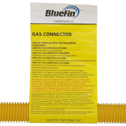 Main product image of 3/4" ID (7/8" OD) Coated Stainless Steel Gas Connector w/ 3/4" FIP x MIP, 1/2" FIP Tap (12" Length)