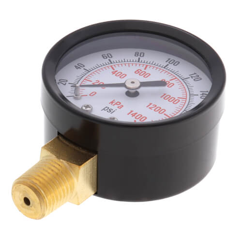 Main product image of 2" Dual Scale Economy Pressure Gauge, Bottom Mount (0-200 PSI)