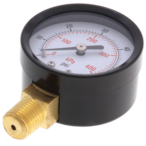 Main product image of 2" Dual Scale Economy Pressure Gauge, Bottom Mount (0-60 PSI)